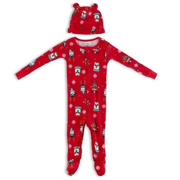 NEW Nordstrom One Piece Christmas Sleep Set Matching Hat Size 3M Baby Petite Lem - Picture 2 of 12